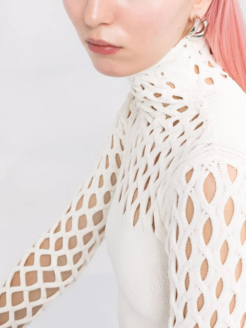 Valentino Garavani Open-Knit Roll-Neck Top