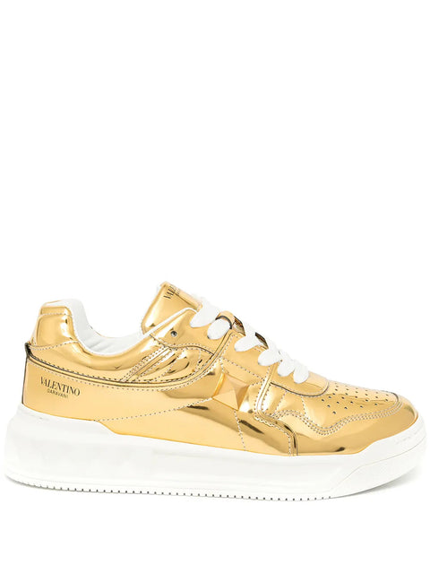 Valentino Garavani One Stud Mirror-Finish Sneakers
