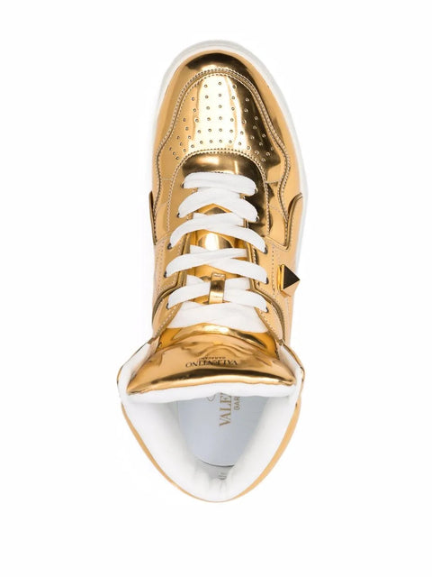 Valentino Garavani Metallic-Effect Lace-Up Sneakers