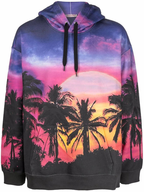 Valentino Garavani Palmscape-Print Drawstring Hoodie