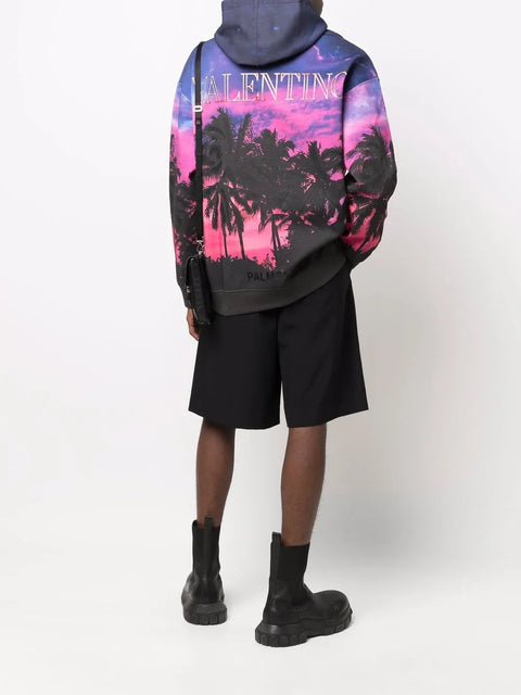 Valentino Garavani Palmscape-Print Drawstring Hoodie