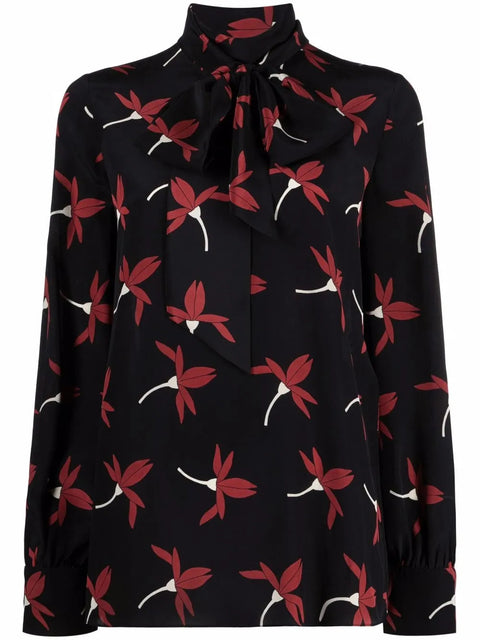 Valentino Garavani Motif-Print Long-Sleeve Blouse