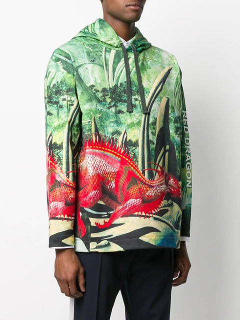 Valentino Garavani Red Dragon Print Hoodie
