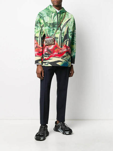 Valentino Garavani Red Dragon Print Hoodie