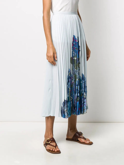 Valentino Garavani Floral Print Pleated Midi Skirt