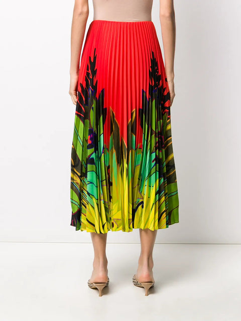 Valentino Garavani Mirrored Monkeys Forest Pleated Skirt