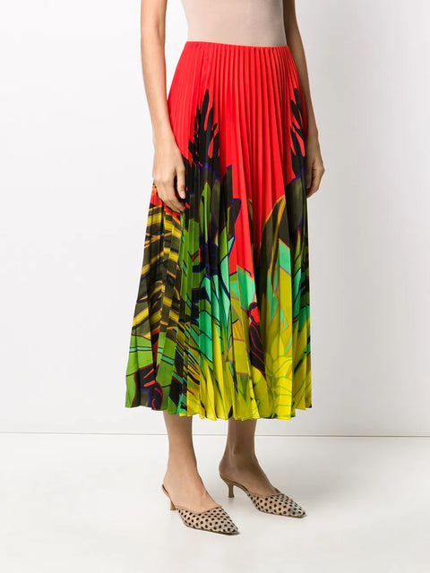 Valentino Garavani Mirrored Monkeys Forest Pleated Skirt