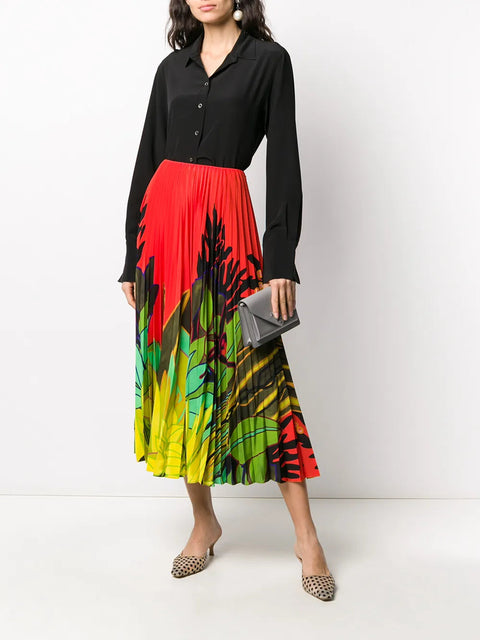 Valentino Garavani Mirrored Monkeys Forest Pleated Skirt