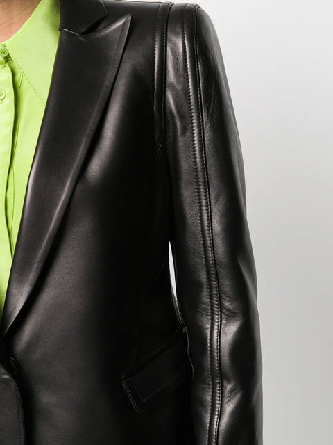 Valentino Garavani Single-Breasted Leather Blazer