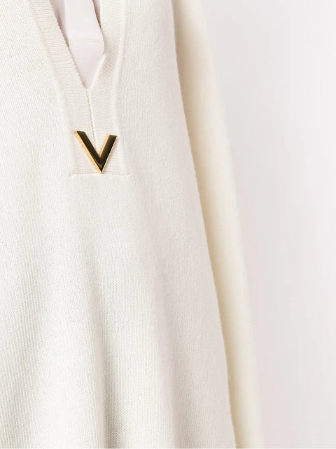 Valentino Garavani Logo-Plaque Knitted Poncho