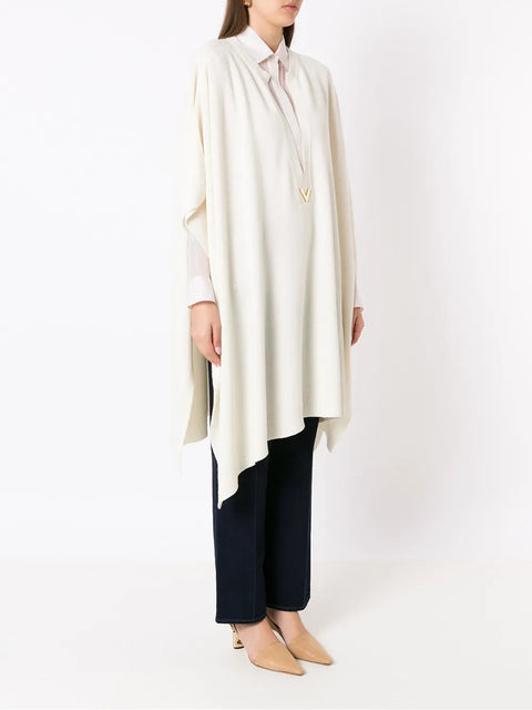 Valentino Garavani Logo-Plaque Knitted Poncho