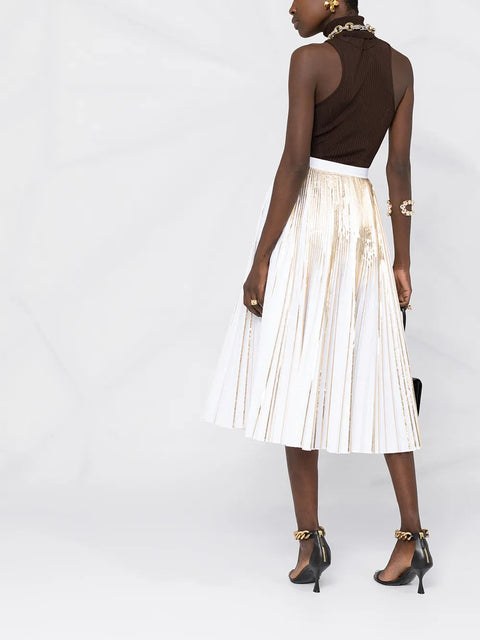 Valentino Garavani Metallic-Effect Pleated Skirt