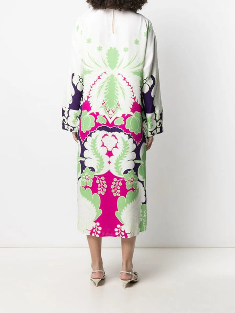Valentino Garavani Floral Print Silk Midi Dress