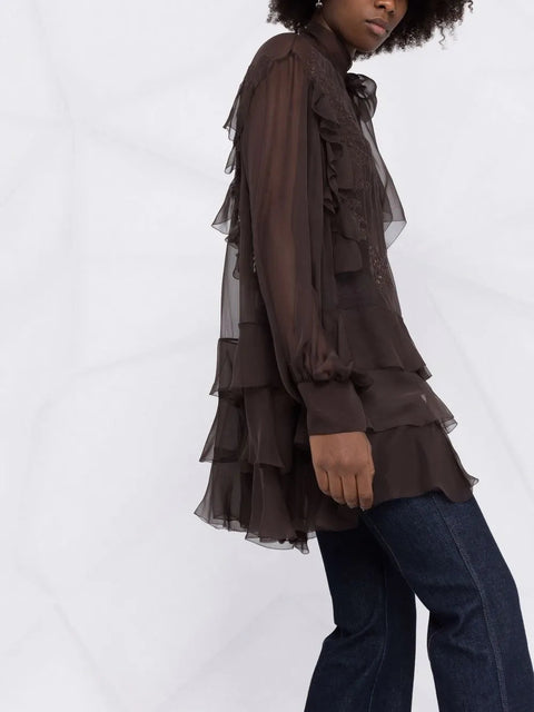 Valentino Garavani Floral-Lace Silk Blouse