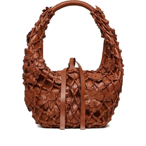 Valentino Garavani Flower-Embellished Net Shoulder Bag