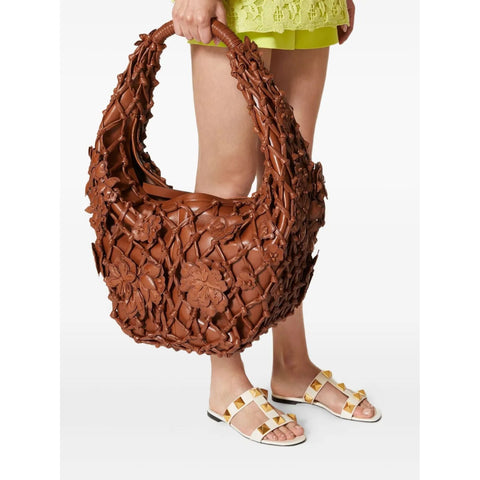 Valentino Garavani Flower-Embellished Net Shoulder Bag
