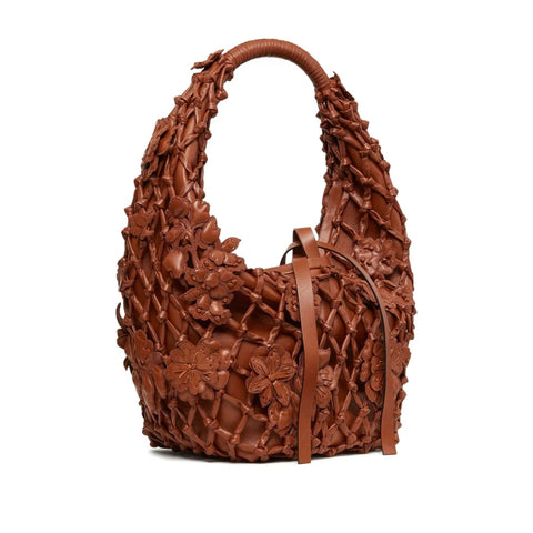 Valentino Garavani Flower-Embellished Net Shoulder Bag