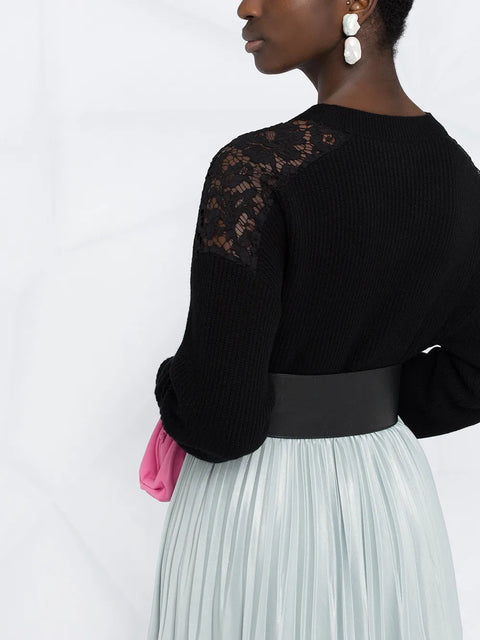 Valentino Garavani Lace-Embellished V-Neck Jumper