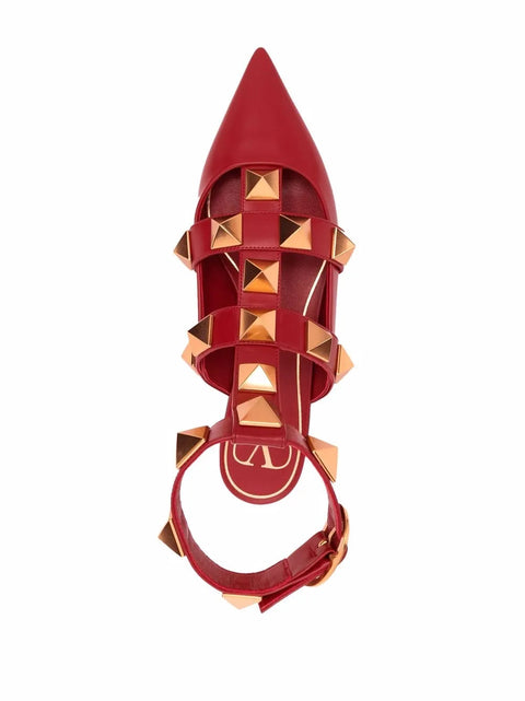 Valentino Garavani Roman Stud Calfskin Low Ballet Flat
