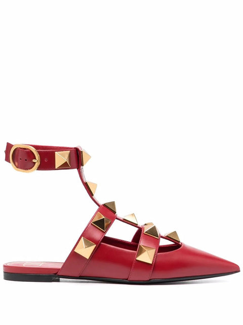 Valentino Garavani Roman Stud Calfskin Low Ballet Flat