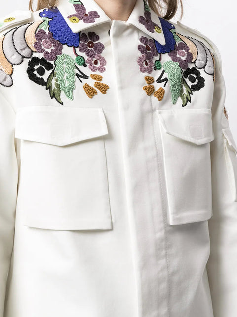 Valentino Garavani Embroidered Gabardine Shirt Jacket