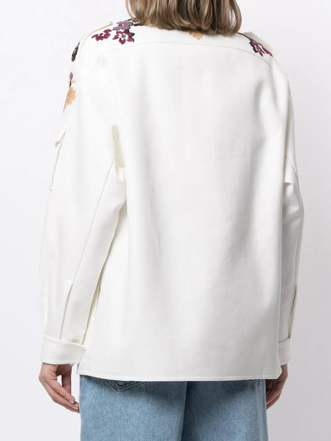 Valentino Garavani Embroidered Gabardine Shirt Jacket