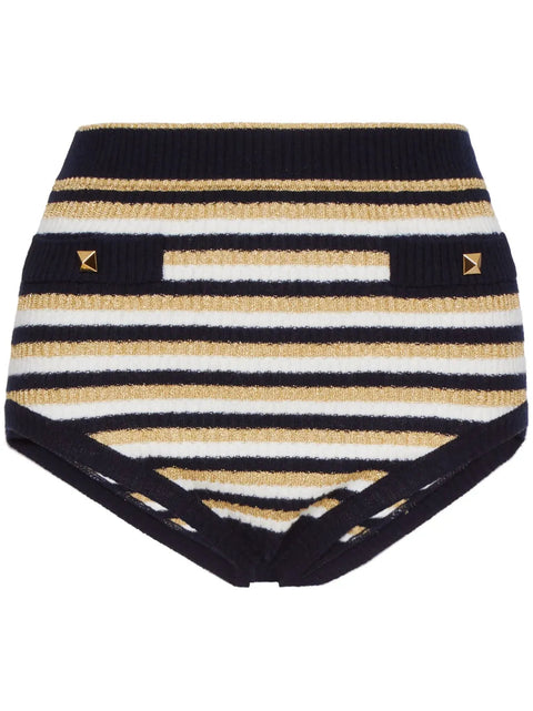 Valentino Garavani Striped Lurex Mini Shorts