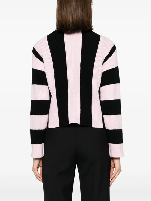 Valentino Garavani Striped Virgin Wool Jumper in BLACK