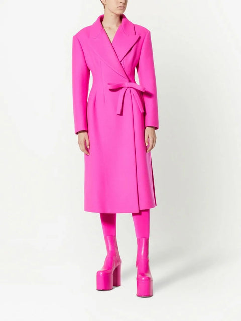 Valentino Garavani Diagonal Bow-Detail Long Coat