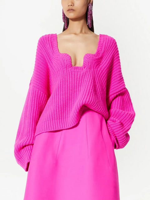 Valentino Garavani Couture Neckline Wool Jumper