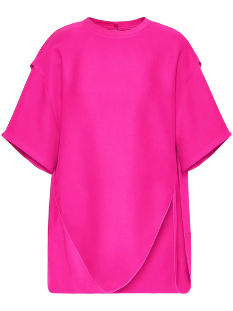 Valentino Garavani Drape-Detail Asymmetric T-Shirt in PINK
