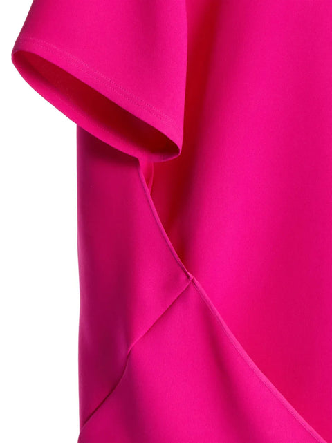 Valentino Garavani Drape-Detail Asymmetric T-Shirt in PINK