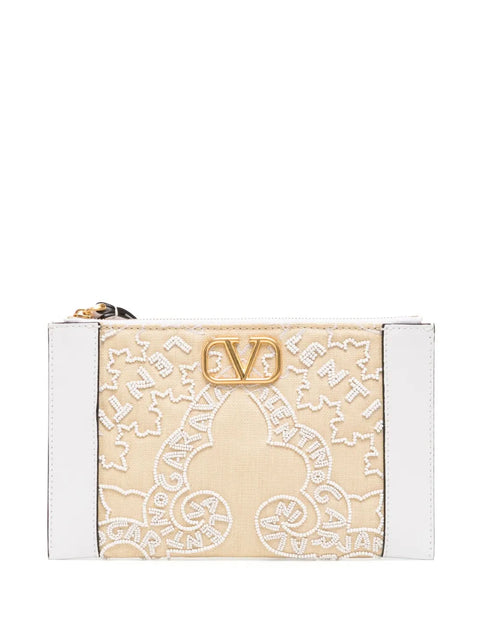 Valentino Garavani Valentino Vlogo Signature Medium Leather-Trim Pouch