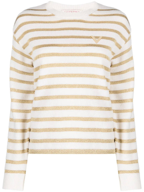 Valentino Garavani Striped Logo-Plaque Jumper