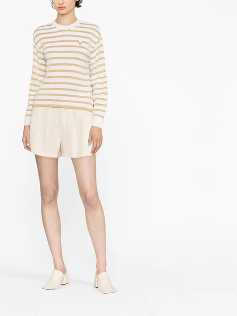 Valentino Garavani Striped Logo-Plaque Jumper