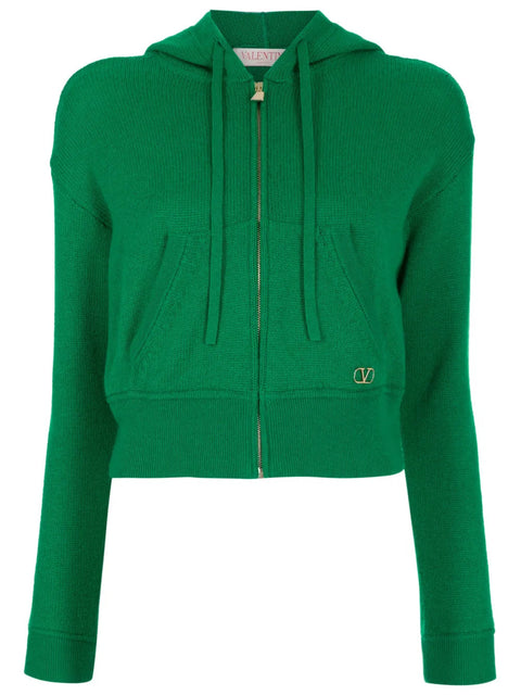 Valentino Garavani Logo-Plaque Cashmere Hoodie