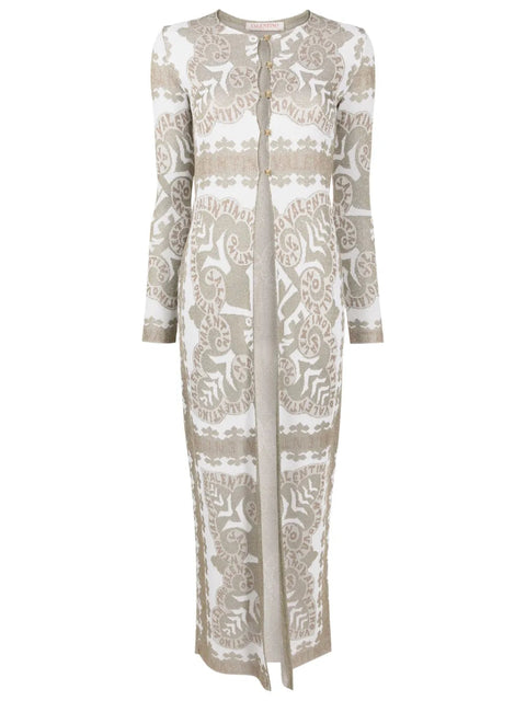 Valentino Garavani Geometric-Print Metallic-Finish Cape