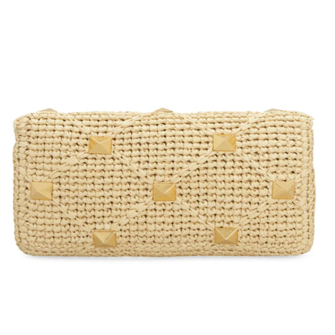 Valentino Garavani Rockstud Crochet-Knit Clutch Bag