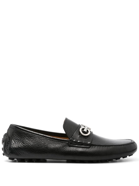 Ferragamo Gancini-Plaque Driver Shoes in Black