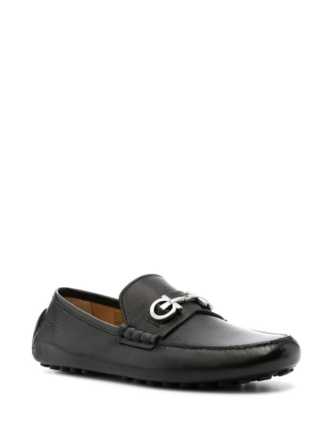 Ferragamo Gancini-Plaque Driver Shoes in Black
