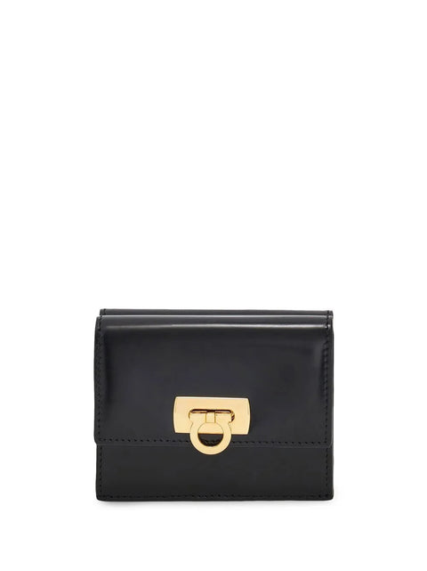 Ferragamo Gancini Clasp Wallet in Black