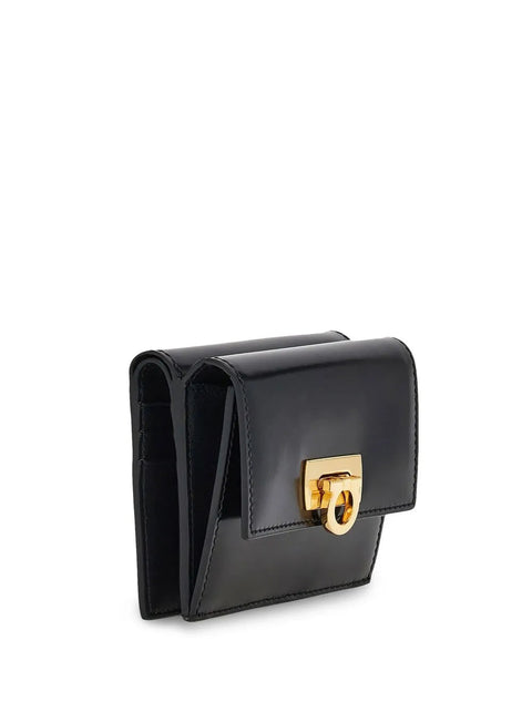 Ferragamo Gancini Clasp Wallet in Black