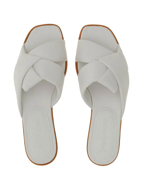 Ferragamo Knot-Detail Leather Slides
