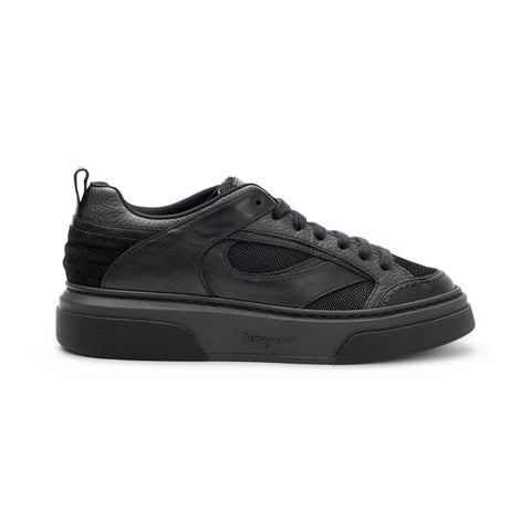 Ferragamo Low-Top Lace-Up Sneakers in BLACK