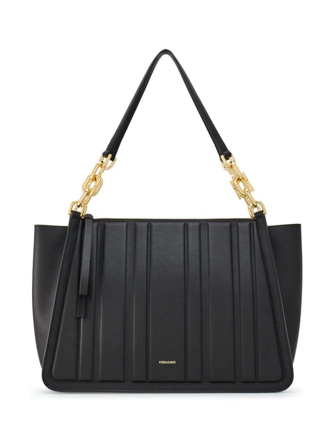 Ferragamo Panelled-Design Leather Tote Bag