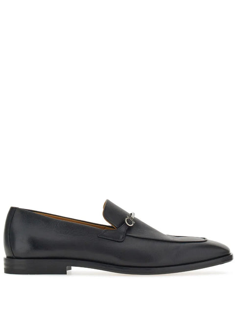 Ferragamo Gancini-Plaque Leather Loafers in Black