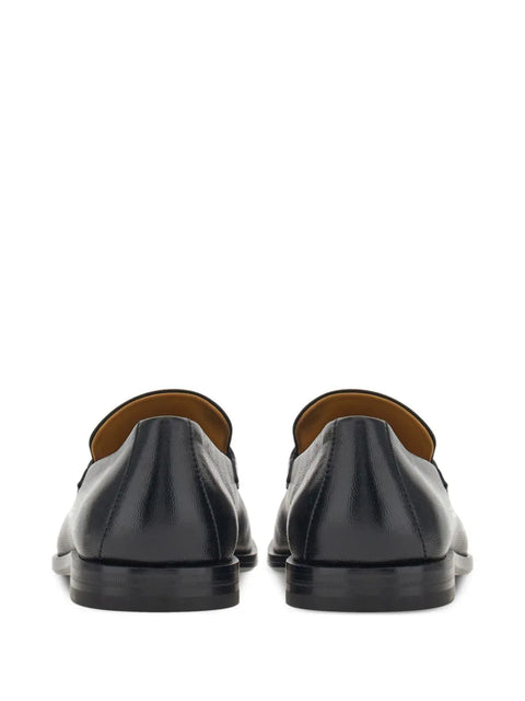 Ferragamo Gancini-Plaque Leather Loafers in Black