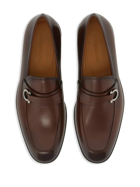 Ferragamo Gancini-Buckle Leather Loafers 021688762607