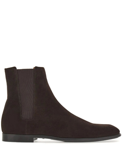 Ferragamo Chelsea Leather Boots in Brown