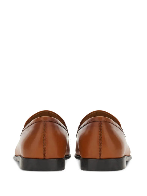 Ferragamo Gancini-Plaque Leather Loafers in Brown